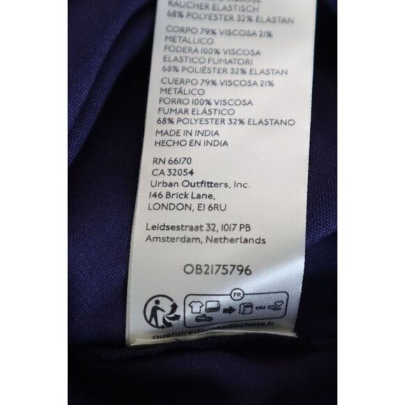 Free People OB2175796 Women Sz XS Navy Metallic Ruffle Gardenia Mini Dress - Picture 6 of 13